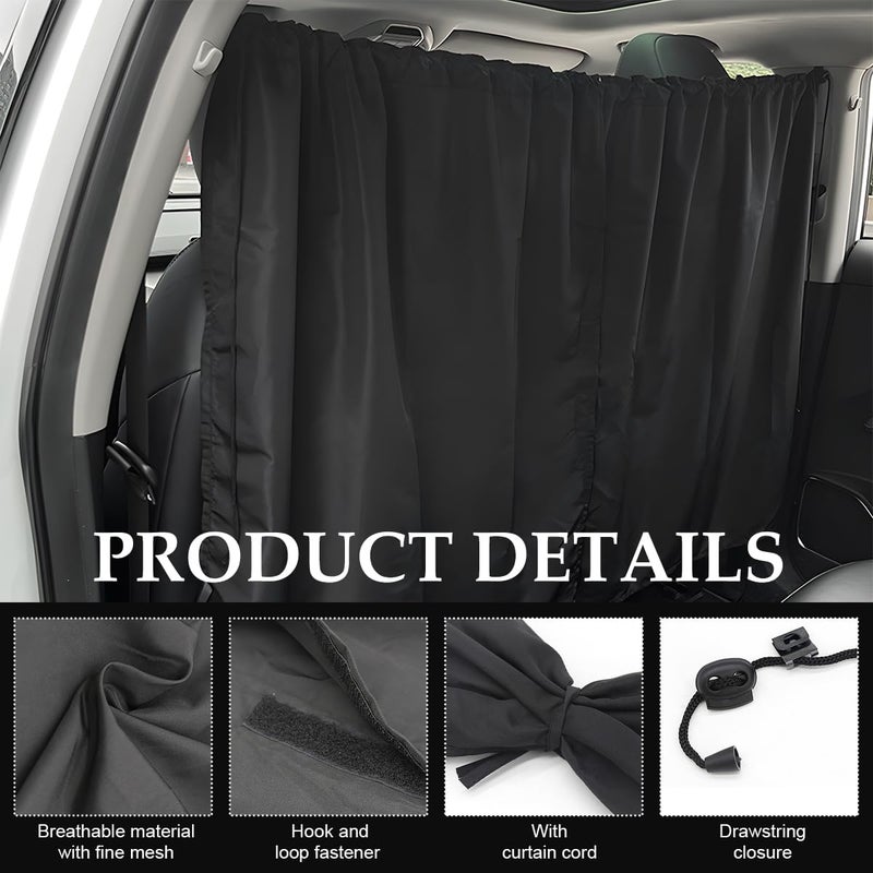 NYTKL Car Privacy Curtain, Vehicle Privacy Blackout Curtain Sun Shade Cover, Auto Sunshade Screen Cover Blocks Light for Sleeping Camping Fit Sedan SUV Truck, Car Accessories - Image 3